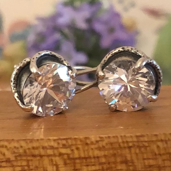 Vintage Silpada Sterling Silver Cubic Zirconia Center Stage Earrings W1863 - Picture 11 of 16